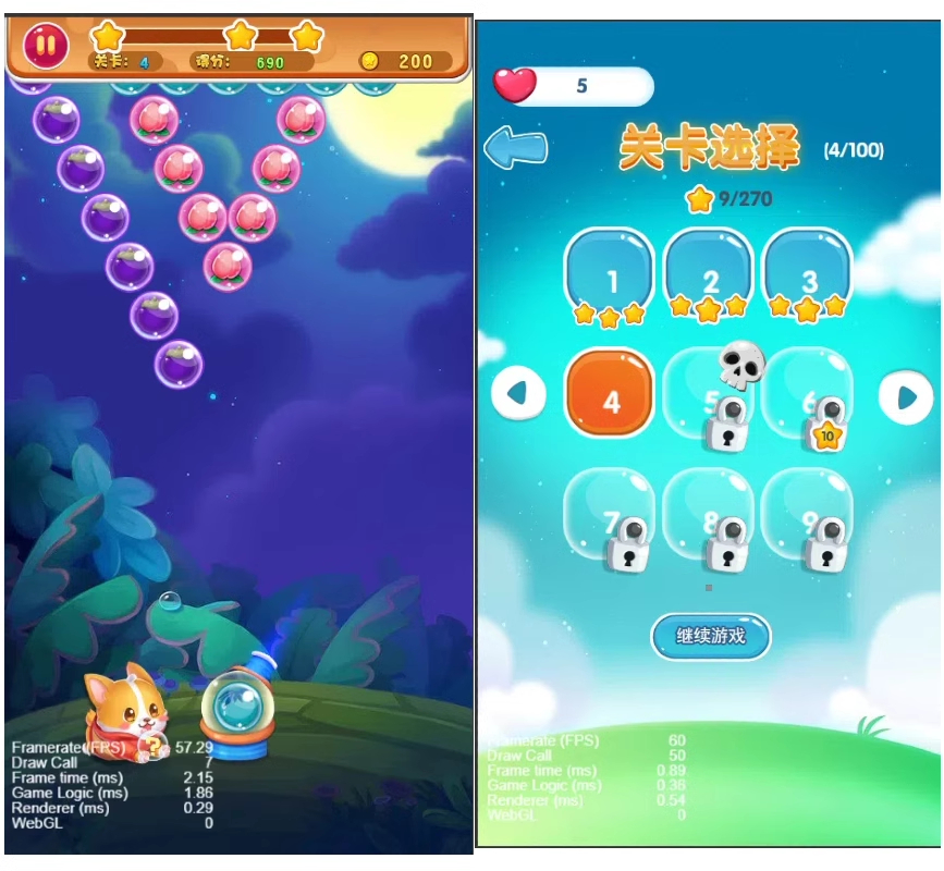 Cocos Creator Fruit Bubble Shooter Merge Mini Game Source Code, Complete Game Source Code